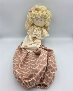 Vtg Bag Lady Angel Doll Plastic Grocery Sack  Dispenser Storage Holder Handmade