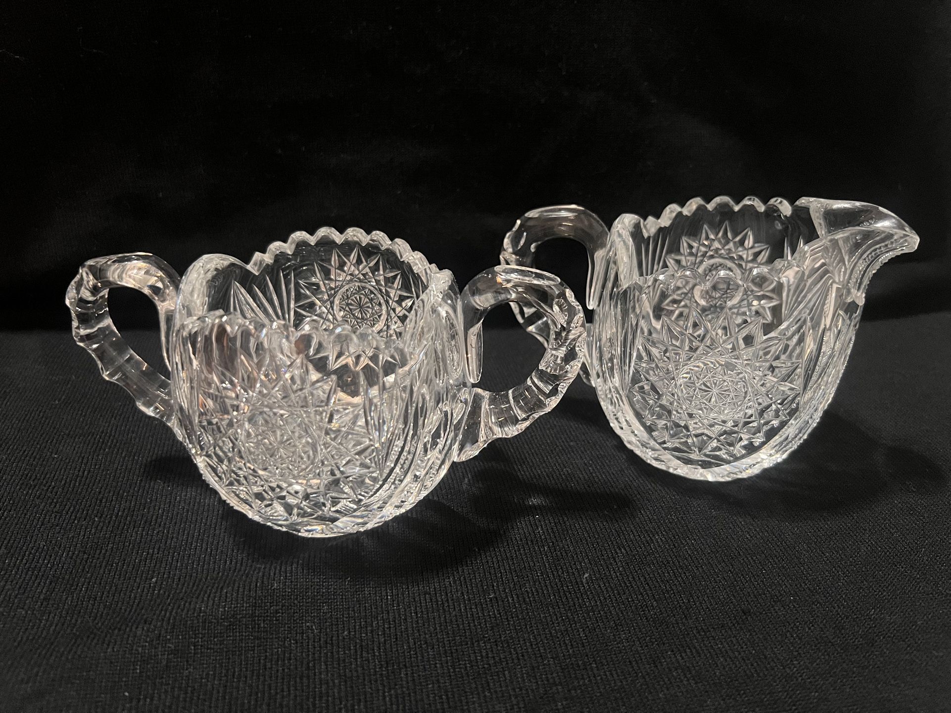 American Brilliant Cut Glass Cream and Sugar