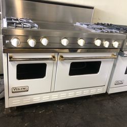 Viking 48”Wide All Gas Range Stove With Griddle In White