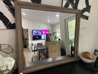 Large Square Wall Mirror Wood Frame