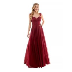 🌹 Deep Crimson Tulle Ball Gown PROM DRESS Size 3