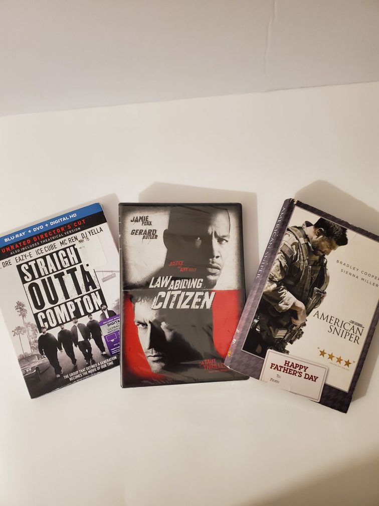 3 Dvd Set Straight out of Compton Blu-ray, American Sniper, Law Abiding Citizen