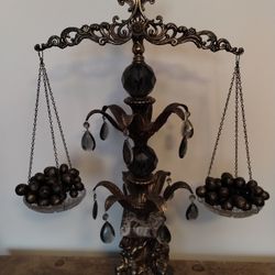 Vintage Brass and Crystal Scales of Justice