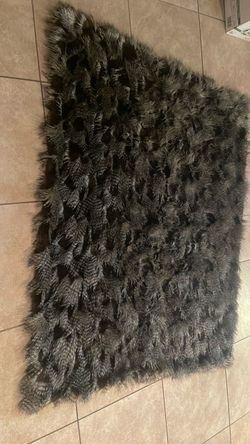 Dark Gray Faux Fur Area Rug