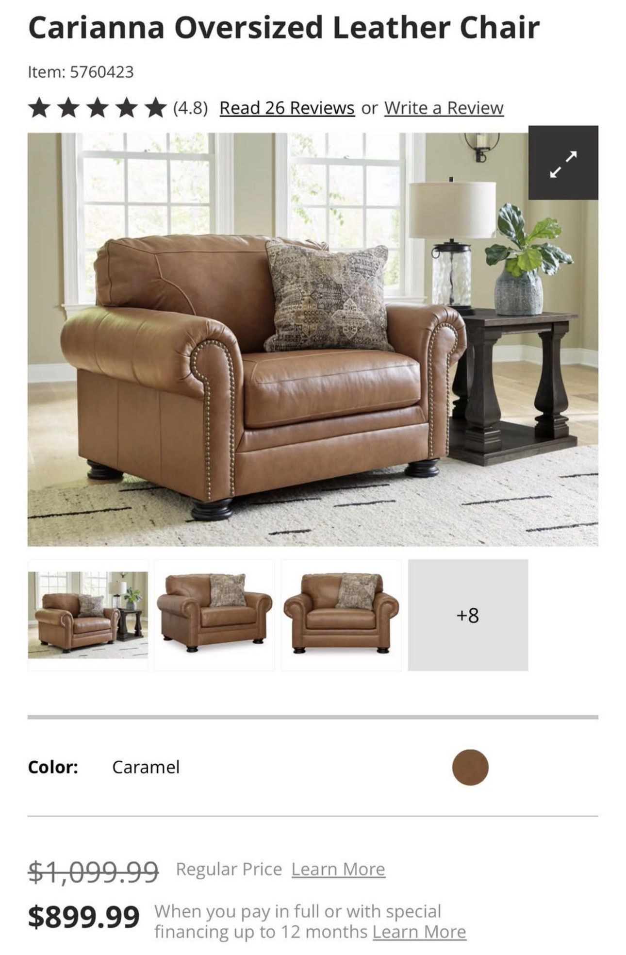 3 OVERSIZED Leather Chairs-Caramel Brown-Comfy & Stylish
