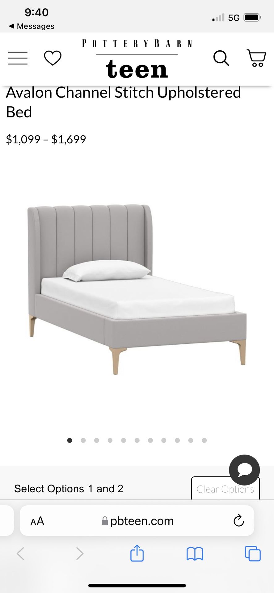 Pottery Barn teen Avalon Bed Queen Size