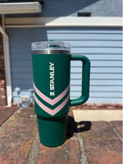 Green and pink striped Stanley