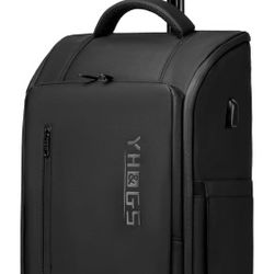Gotech Black Weather Resistant Rolling Backpack Suit Case 