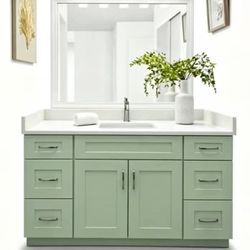 48 INch Green Color Vanity With Countertop