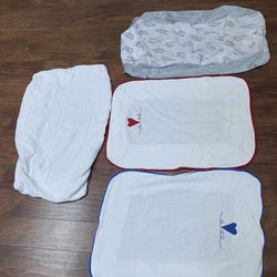Set Of 4 Baby Changing Table Pad Covers Boy Girl White