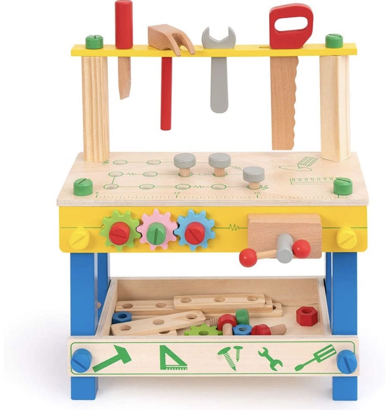 ROBUD Wooden Tool Workbench Toy for Kids & Toddlers, with Wood Tool Set Gift for Boys Girls 3 Year Old and Up