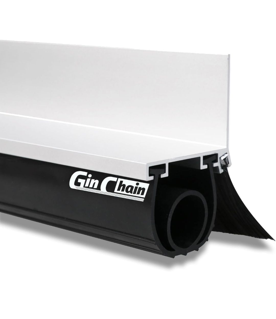 GinChain Garage Door Seals, Heavy-Duty U+O Shape Bottom Rubber with Aluminum Track - NEW
