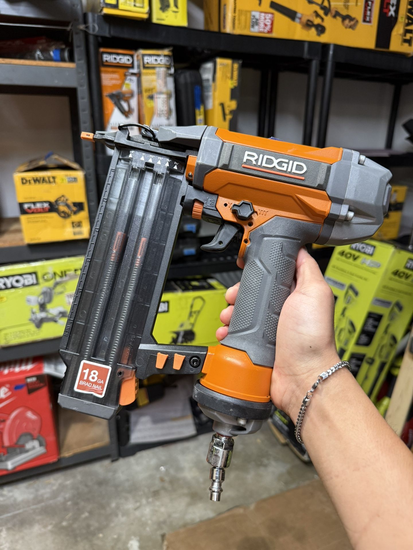 RIGID Pneumatic 18-Gauge 2-1/8 in. Brad Nailer with CLEAN DRIVE Technology
