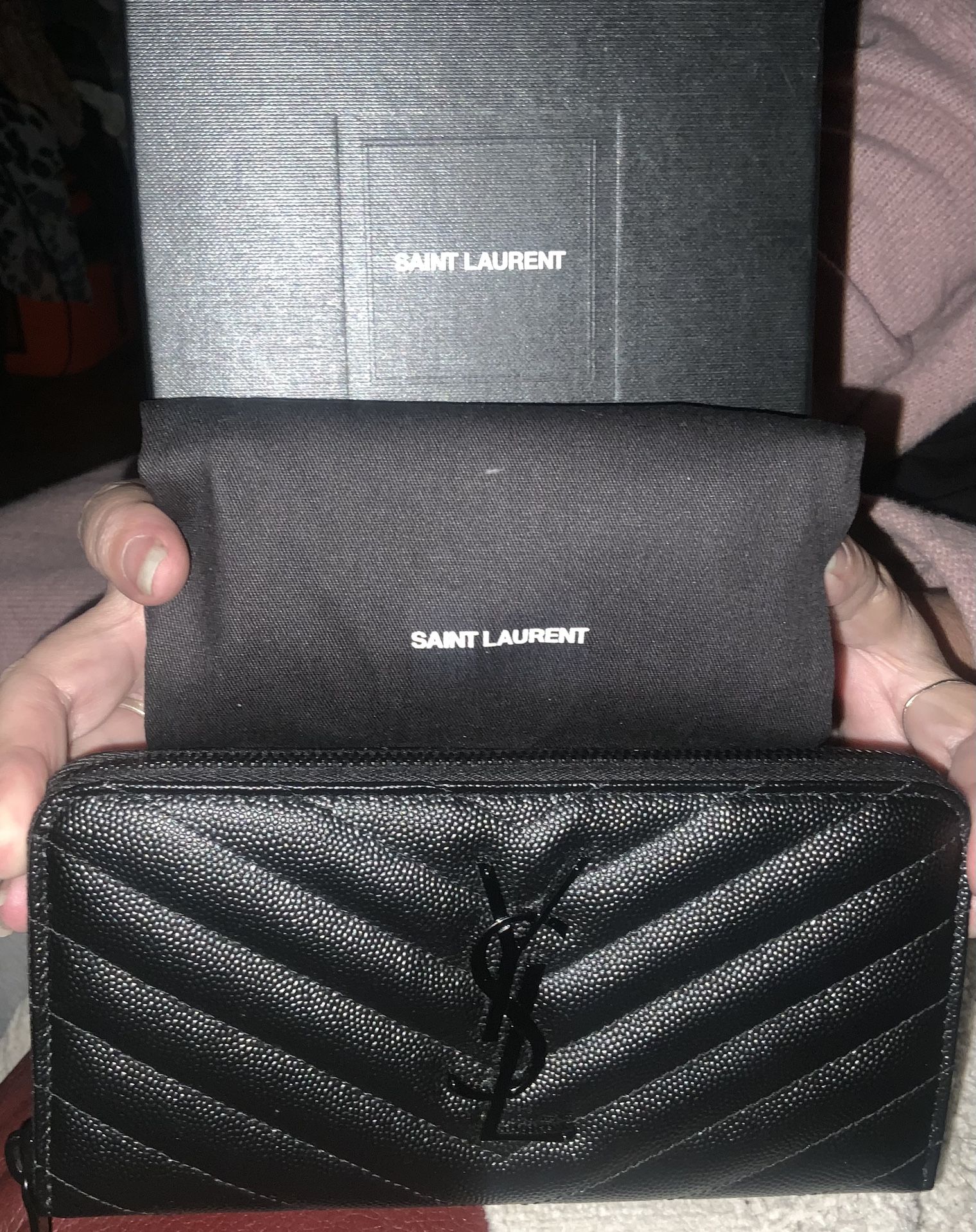 Black Yve Saint Laurent leather wallet women made in italy