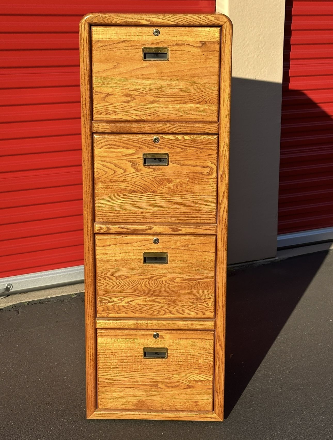 Oak Filing Cabinet + Key