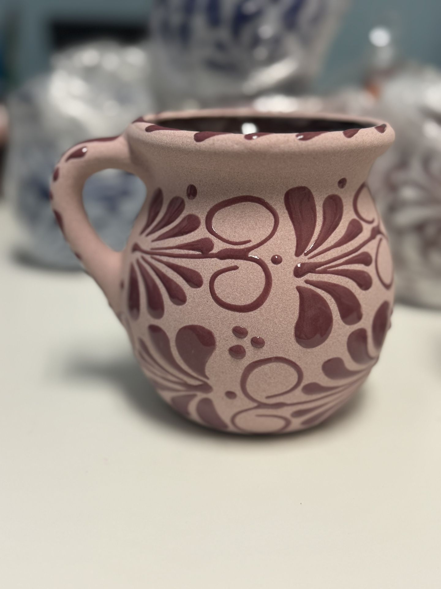 4 inch hand-painted Mexican clay mugs (jarritos de barro pintados a mano). $6 EACH OR 3x$15