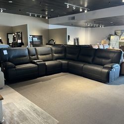 Black 6pc Power Reclining Sectional Couch