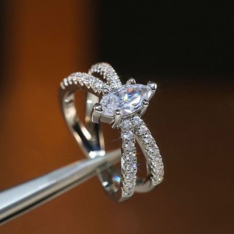 "Beautiful White Marquis Zircon Micro Pave Trendy Wedding Ring for Women, PD025
