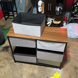 Six drawer wood top nightstand