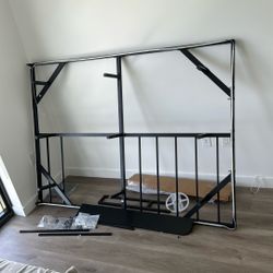 Twin size platform bed frame with full materials, LED and plug-in extensions