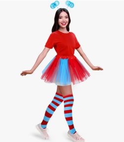 5 Piece dr Seuss "Thing 1 or Thing 2" themed character kids costume set size xl (12)