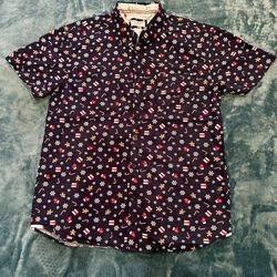 Eighth Avenue Men's Button Up Shirt. Size large. Navy blue