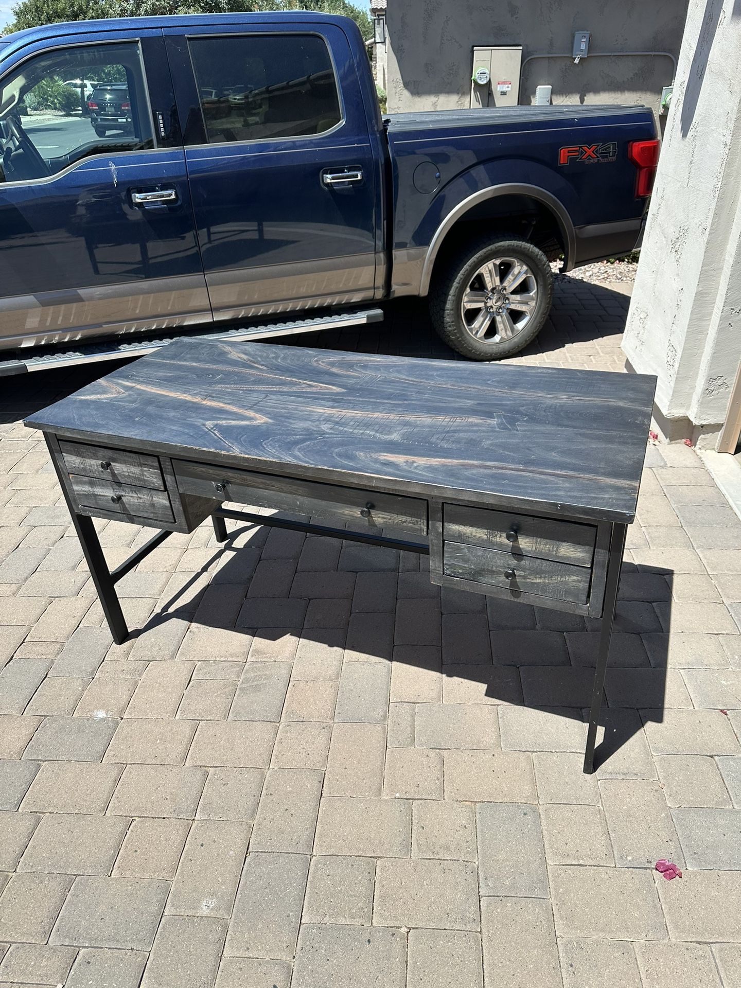 Rustic Stained Black Wooded Desk