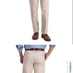 3 Haggar  Mens Iron Free Premium Straight Fit Flat Front Khaki Pant