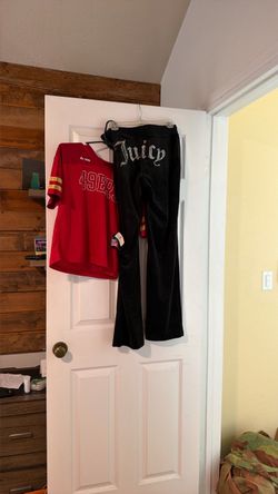 Juicy Couture Black Velour Wide-Leg Track Pants (Yuka model)