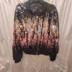 Ombre Sequin Bomber Jacket 