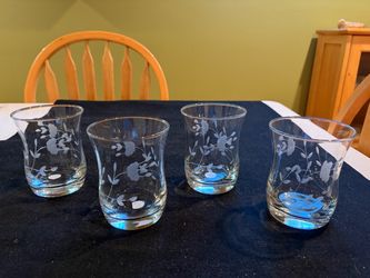 Set of (4) PartyLite Etched Crystal Drinking Glasses