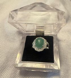 Anillo plata 925 size 7/8 piedra jade joyería antigua