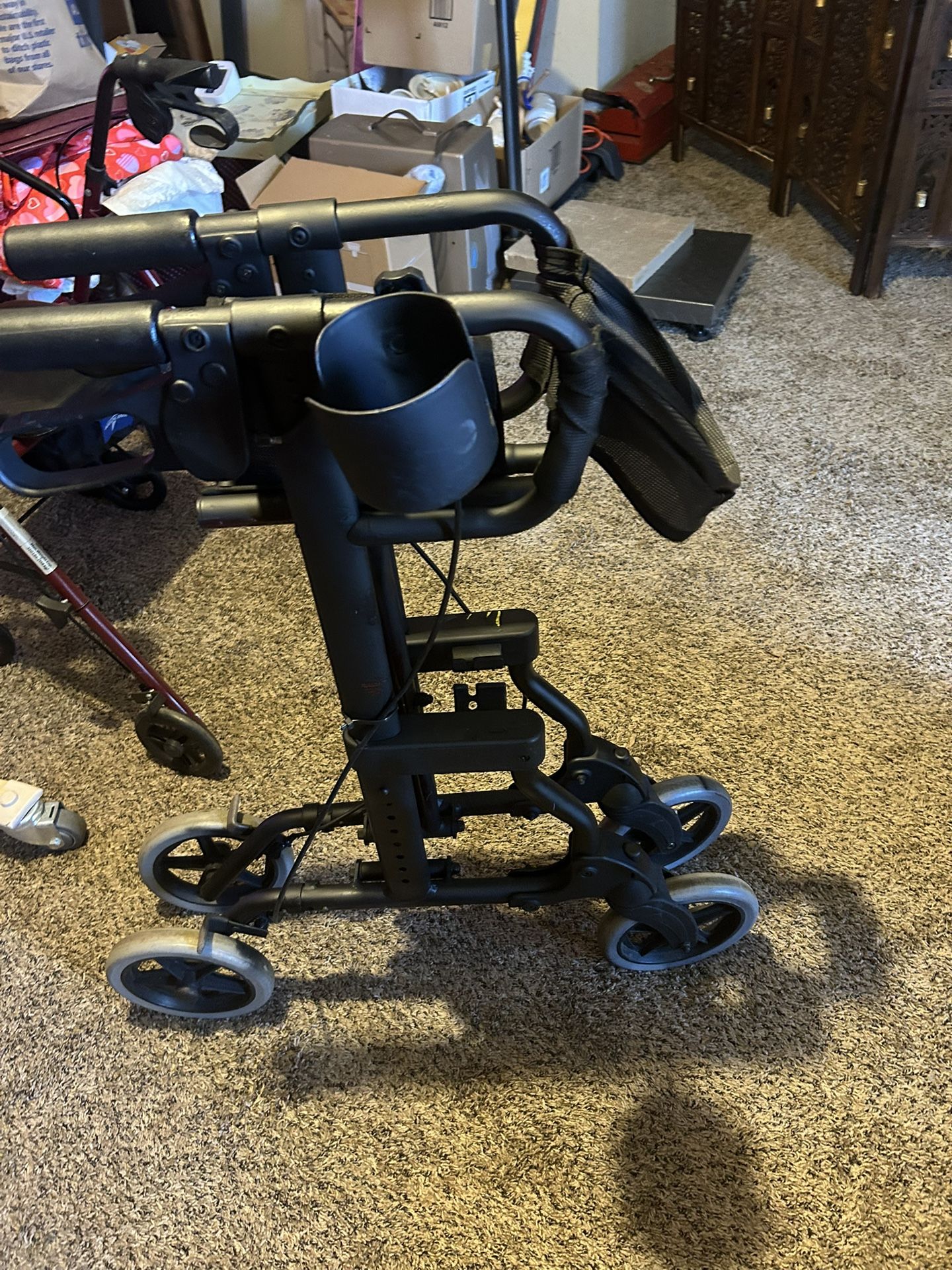Walker Rollator - Adjustable Lightweight + Foldable Walker Rollator With Cup Holder 
