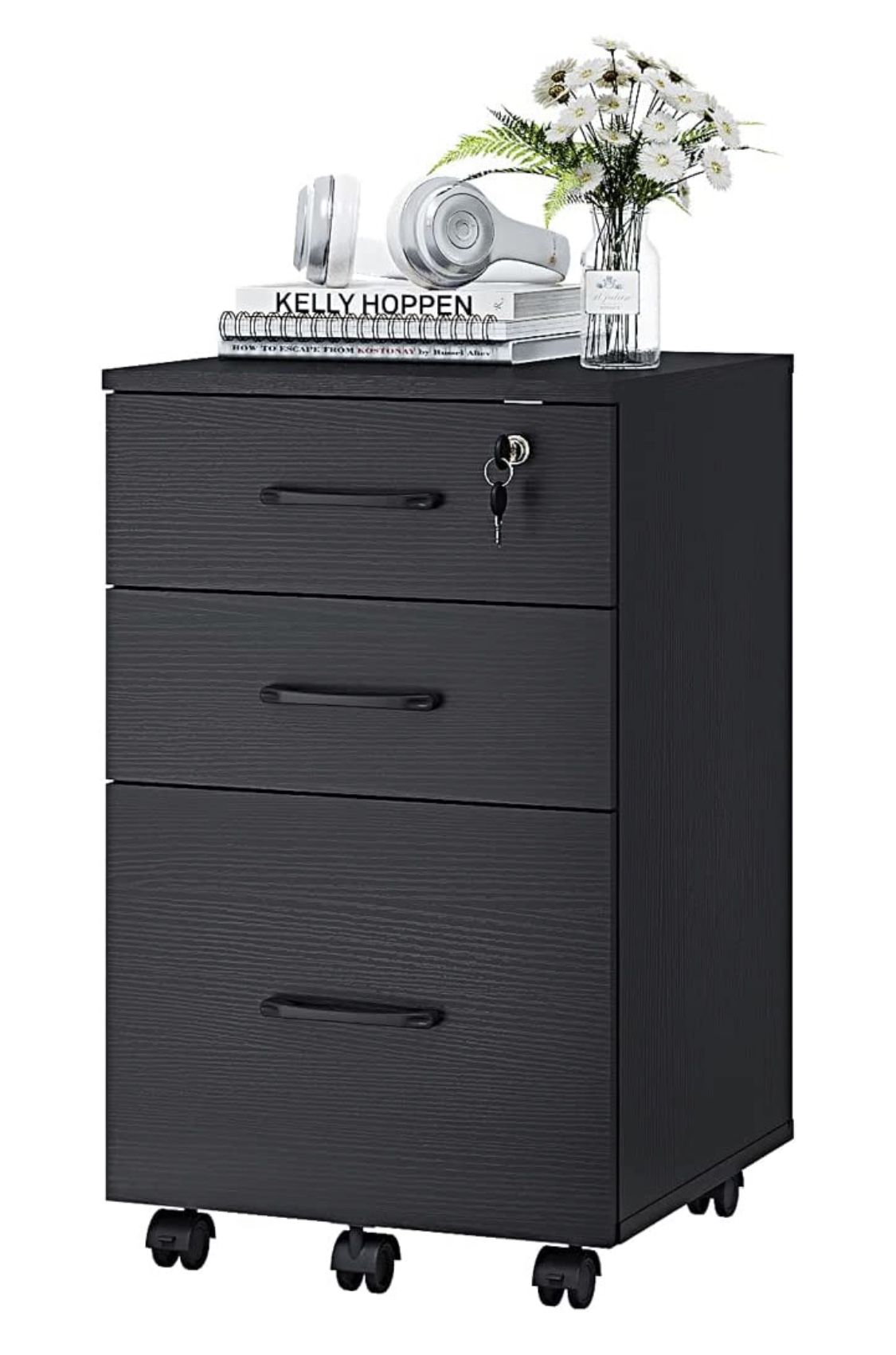 New 3 Drawer Wood Mobile File Cabinet