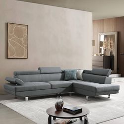 104.5" L-Shaped Sectional Sofa with Adjustable Headrests and Armrest, Modern Corner Couch with Chais