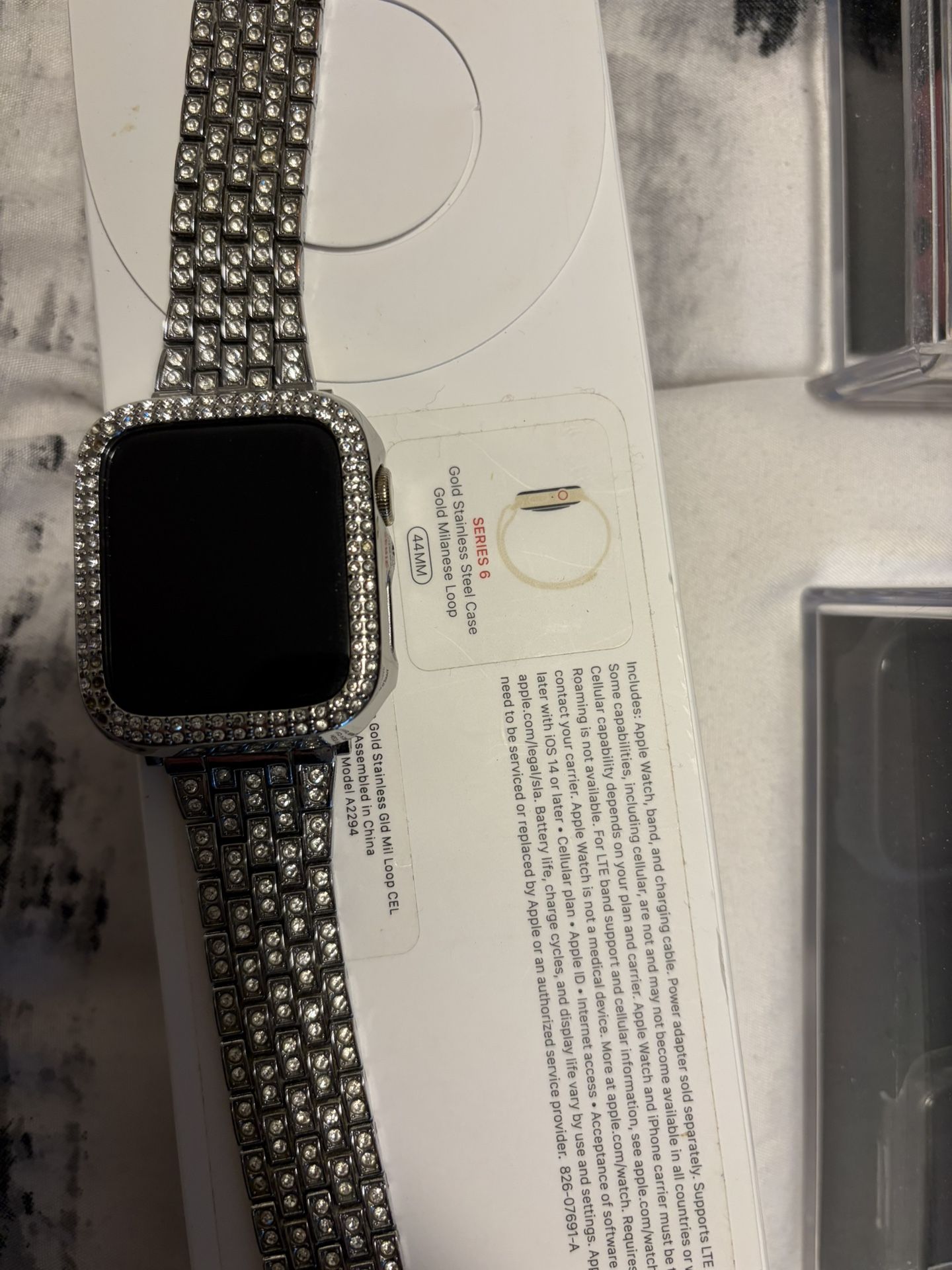 GREAT CONDITION APPLE WATCH SERIES 6 44mm GPS LTE STAINLESS STEEL W/ ACCESSORIES FOR SALE OR TRADE