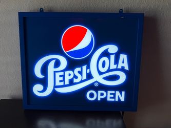 Pepsi Cola OPEN Light Up Sign w/ Wall Adapter