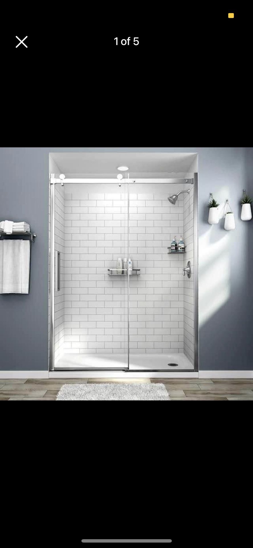 Passage 32 in. W x 72 in. H Four piece Glue Up Acrylic Alcove Shower Wall Set in White Subway Tile
