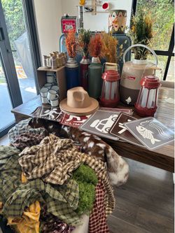 Vintage camping party decorations