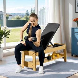 Weight Bench with Dumbbell Rack, Wooden Workout Bench