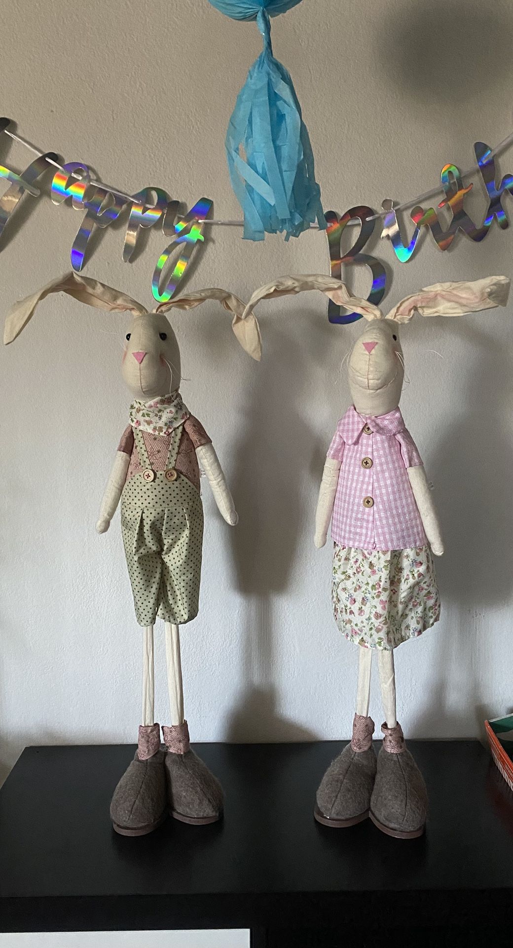 EASTER BUNNY FABRIC FIGURES 2 FEET TALL $10 TODAY!