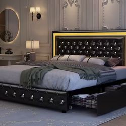 Queen LED Smart Bed Frame – Brand New (Never Assembled!)