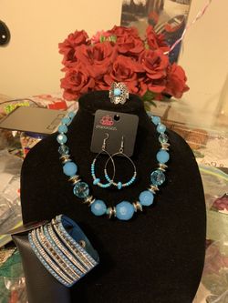 4pc set color silver and light blue