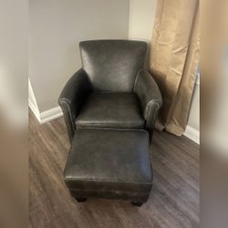 Two Vegan Pottery Barn Chairs/ Ottoman - Like New - Macomb County, MI