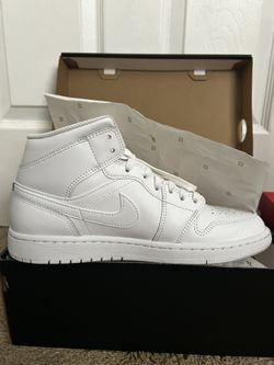 Jordan 1 Mid Triple White Size 9