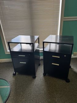 Two Small File Cabinets With Keys and Outlets