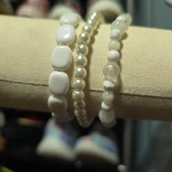 Three White Assorted Bracelets New