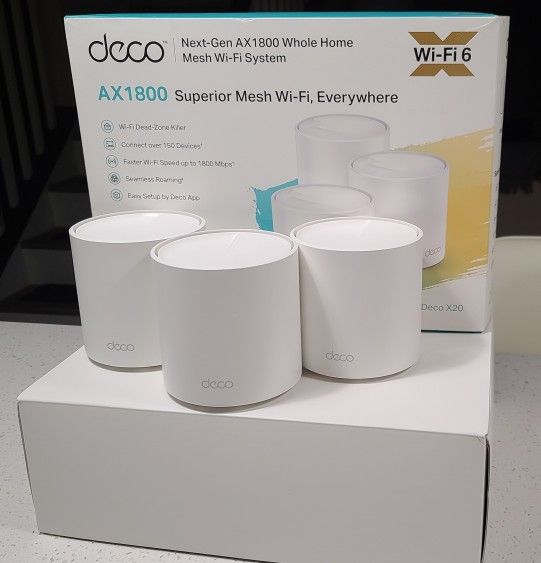 Tp Link Deco X20

AX1800 Whole Home Mesh Wi-Fi 6 System
(Router and 2 Satellites)