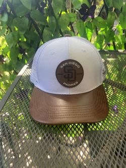 San Diego Padres 2024 Opening Day Hat White Faux Brown Leather Baseball Cap