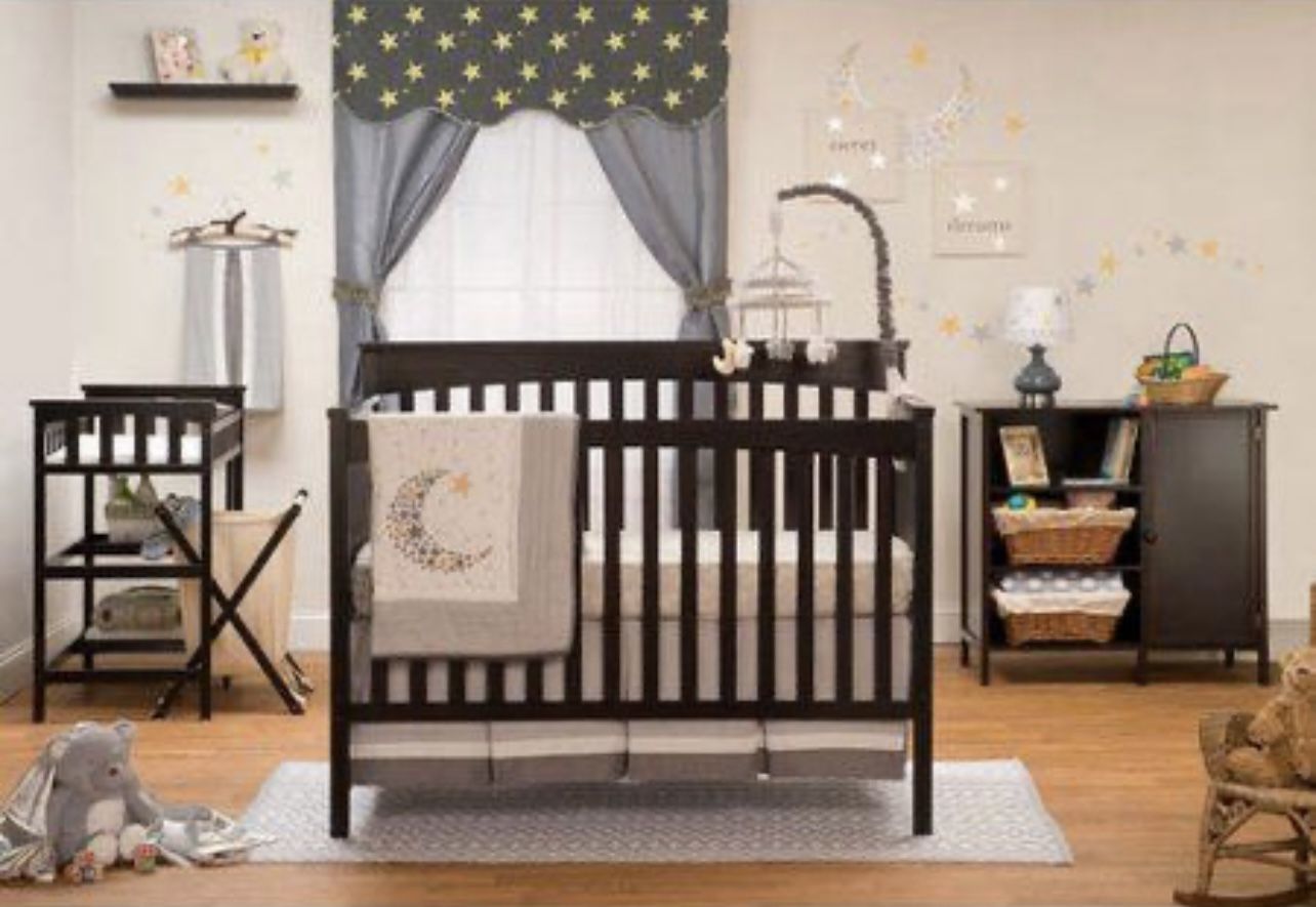 NEW 4 In 1 Crib, Changing Table W/hamper, And Storage Dresser